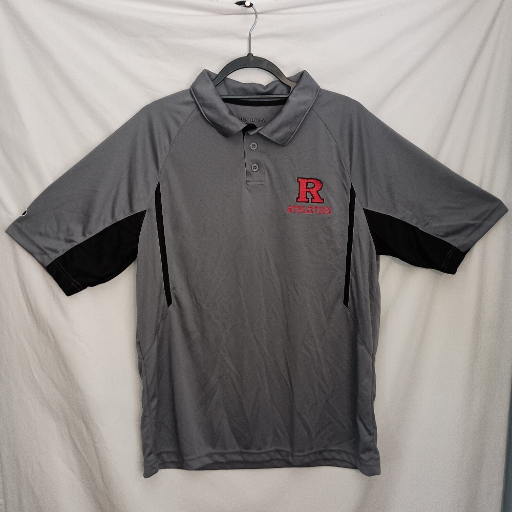 Mens Rutgers University NJ Athletics Embroidered Logo Gray Polo Shirt Size Large